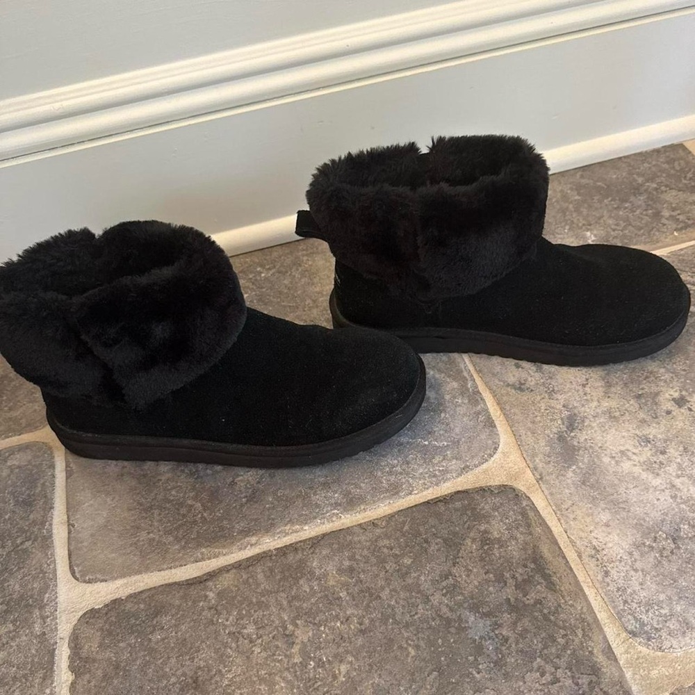 Koolaburra Black Fur-Lined Mini Boots